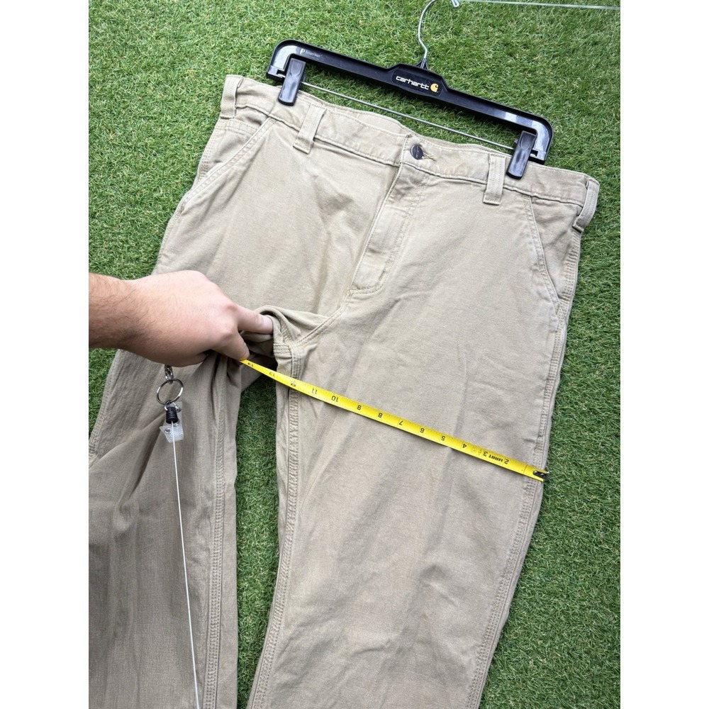 Carhartt Carpenter Pants Mens 38x30 Relaxed Fit Khaki Workwear Tan 102291-253 - Picture 9 of 12